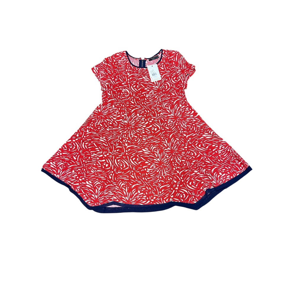 THML Clothing Red White Print Flounce Hem Dress Size Medium - Picture 1 of 6